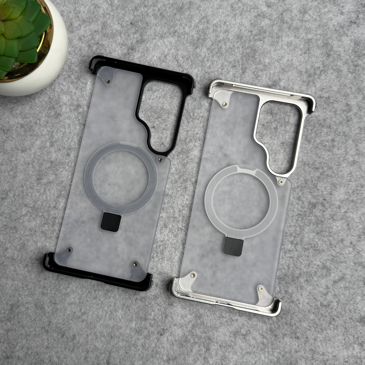 Samsung Galaxy Ultra Series Frosted Frameless Metal Kickstand Case