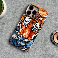 iPhone Series Carbon Fiber Texture Tiger Lion Design Hard Pc MagSafe Case Cover