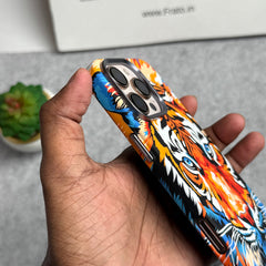 iPhone Series Carbon Fiber Texture Tiger Lion Design Hard Pc MagSafe Case Cover