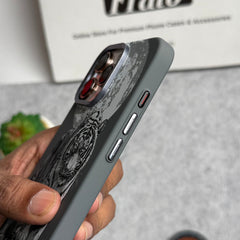 iPhone Series Carbon Fiber Texture Tiger Lion Design Hard Pc MagSafe Case Cover