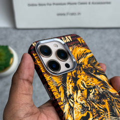 iPhone Series Carbon Fiber Texture Tiger Lion Design Hard Pc MagSafe Case Cover