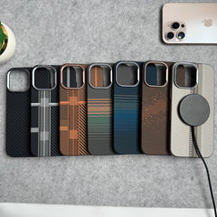 iPhone Carbon Fiber Texture Aramid Design Hard Pc MagSafe Case Cover