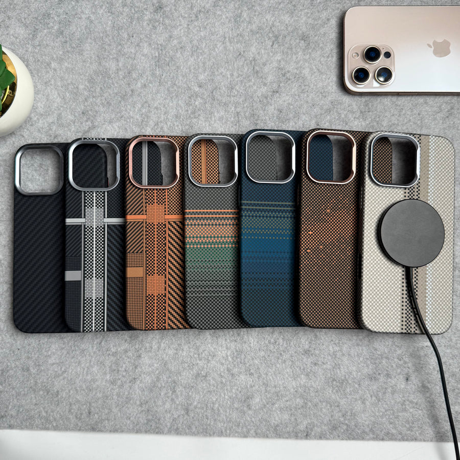 iPhone Carbon Fiber Texture Aramid Design Hard Pc MagSafe Case Cover