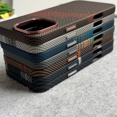 iPhone Carbon Fiber Texture Aramid Design Hard Pc MagSafe Case Cover