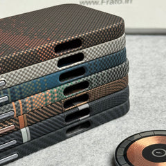 iPhone Carbon Fiber Texture Aramid Design Hard Pc MagSafe Case Cover