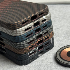 iPhone Carbon Fiber Texture Aramid Design Hard Pc MagSafe Case Cover