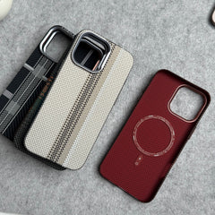 iPhone Carbon Fiber Texture Aramid Design Hard Pc MagSafe Case Cover