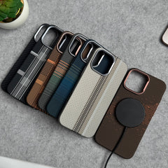 iPhone Carbon Fiber Texture Aramid Design Hard Pc MagSafe Case Cover