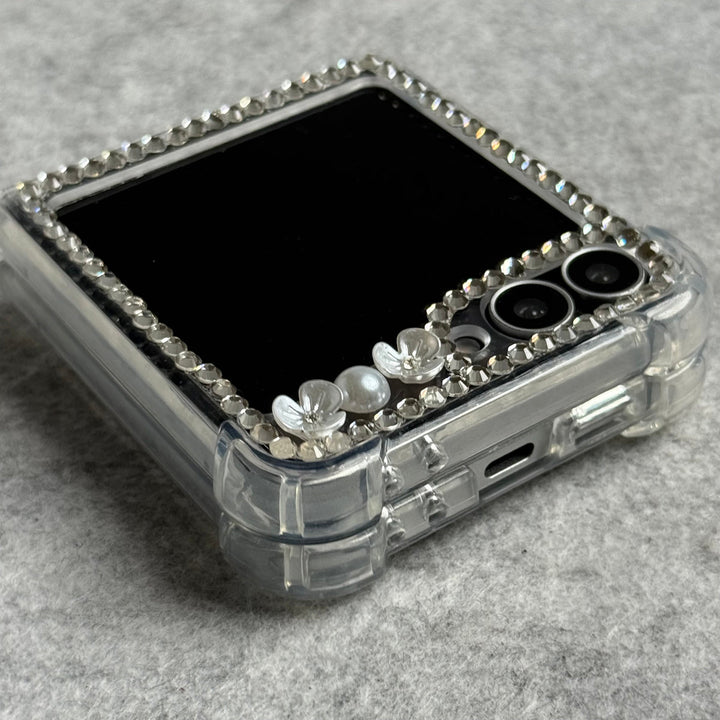 Samsung Galaxy Z Flip 6 Small Pearl Flower Style Case Cover