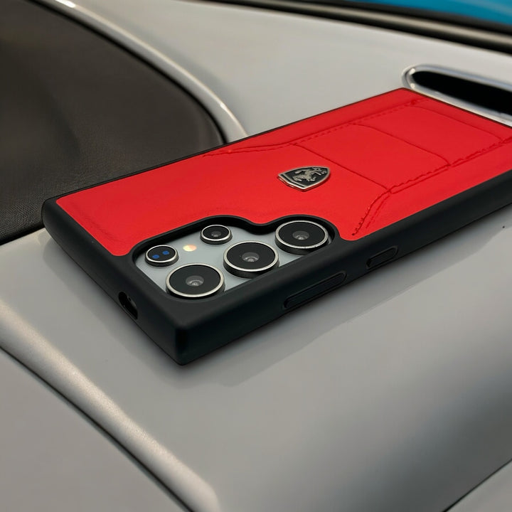 Samsung Galaxy S24 Ultra FR Stitched PU Leather Case Cover (Red)