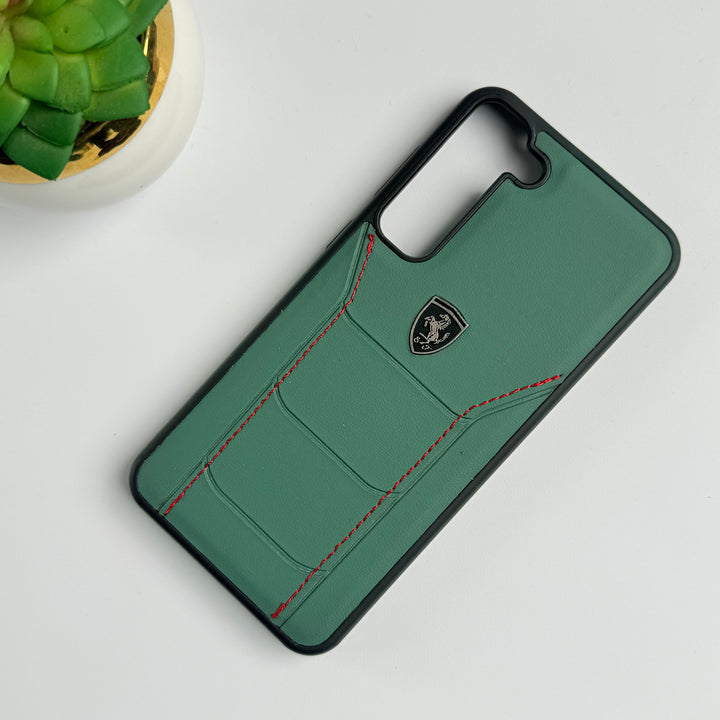 Samsung Galaxy S23 Plus FR Sports Car Logo Side Stitch Leather