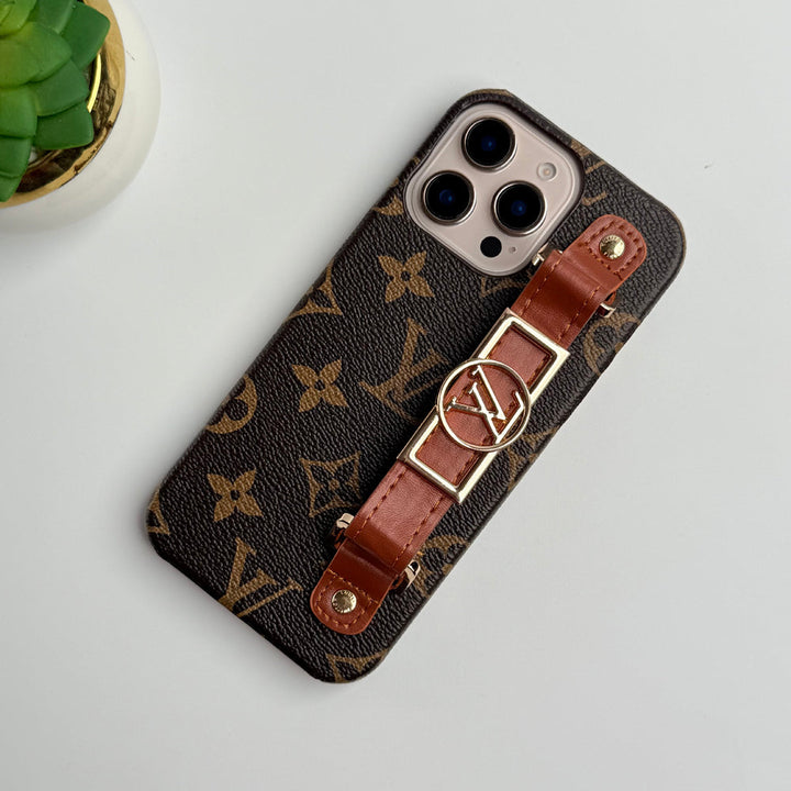 iPhone 16 Pro Max Luxury Brand Belt Hand Strap Cover Case
