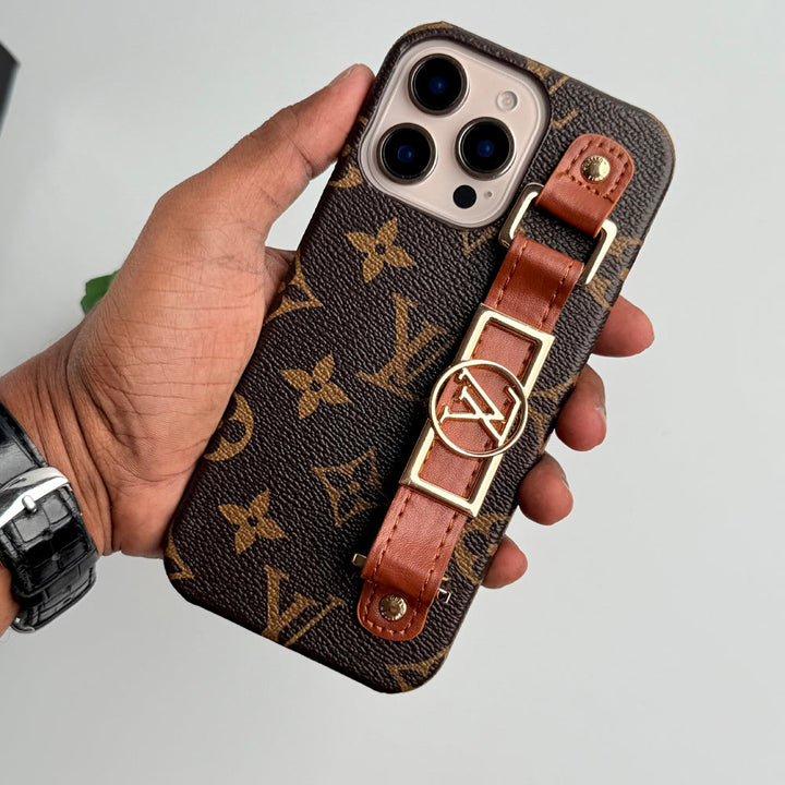 iPhone 16 Pro Max Luxury Brand Belt Hand Strap Cover Case