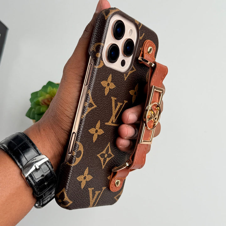 iPhone 16 Pro Max Luxury Brand Belt Hand Strap Cover Case