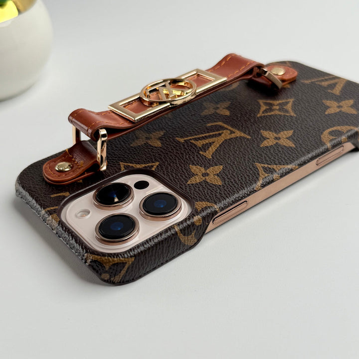 iPhone 16 Pro Max Luxury Brand Belt Hand Strap Cover Case