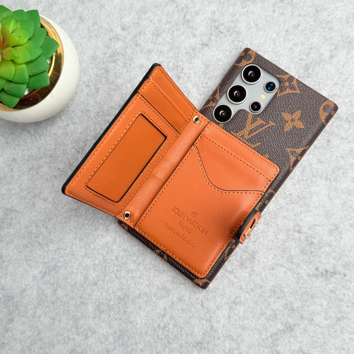 Samsung Galaxy S24 Ultra Luxury Brand Cardholder Crossbody Sling Strap Case