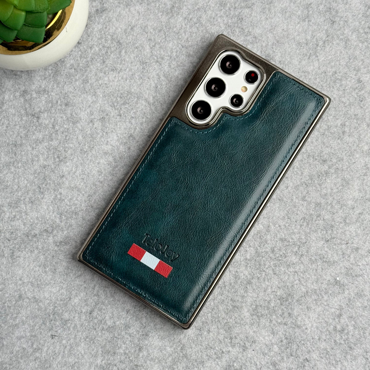 Samsung Galaxy Ultra Series Textured PU Leather Side Chrome Case Cover