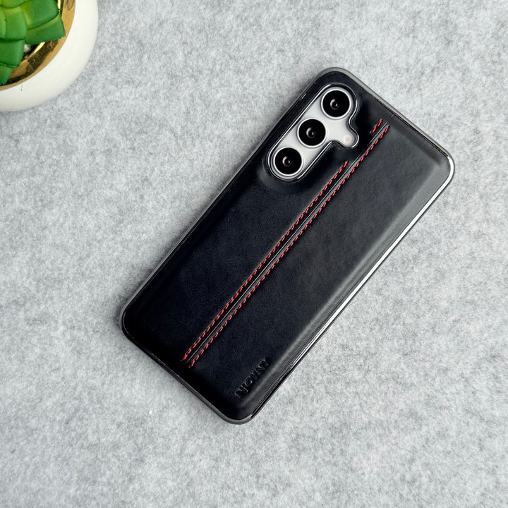 Samsung Galaxy S25 PU Leather Middle Stitch Side Chrome Case Cover