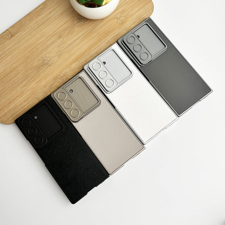 Samsung Galaxy Z Fold 5 Leather Cover With Camera Protective Shetter