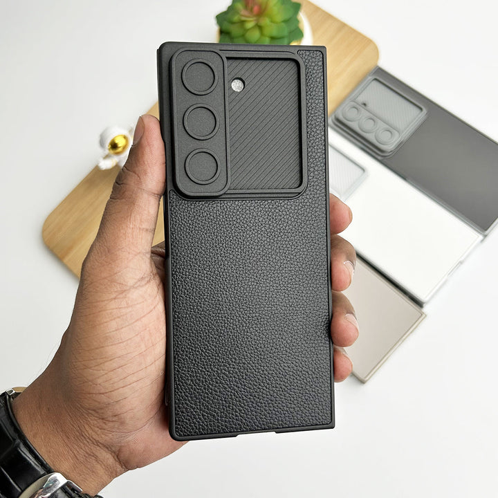 Samsung Galaxy Z Fold 5 Leather Cover With Camera Protective Shetter