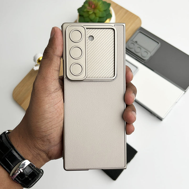 Samsung Galaxy Z Fold 5 Leather Cover With Camera Protective Shetter