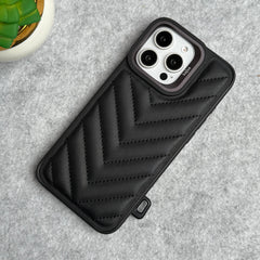 iPhone 15 Pro Max PUFF Leather Metallic Camera Frame Case Cover
