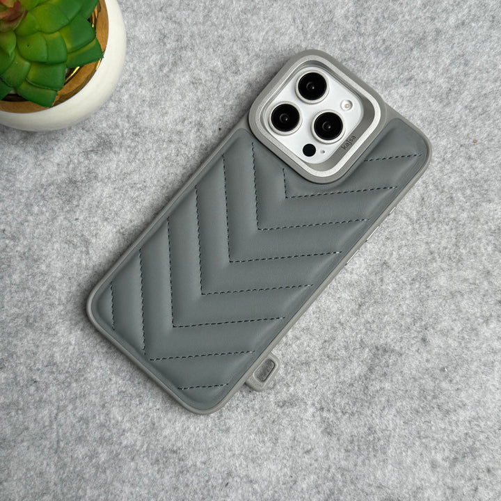 iPhone 15 Pro PUFF Leather Metallic Camera Frame Case Cover