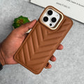 iPhone 16 Pro PUFF Leather Metallic Camera Frame Case Cover