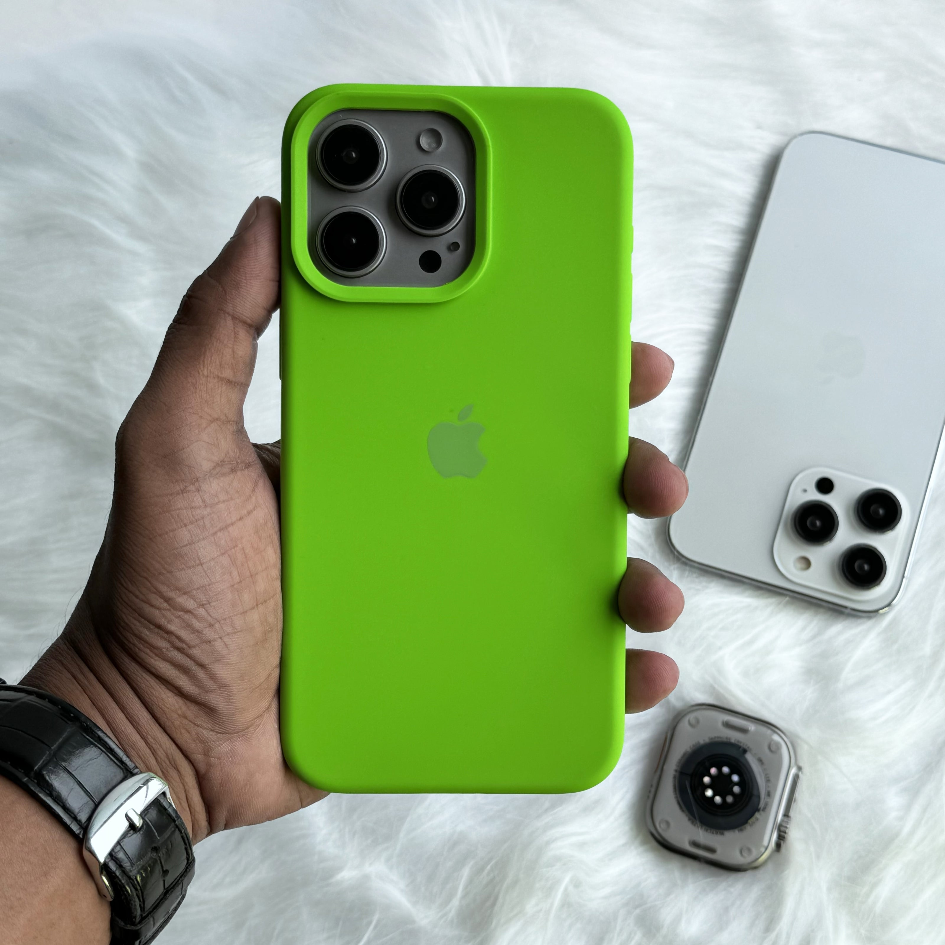 iPhone Liquid Silicone Case Cover (Pears Green)