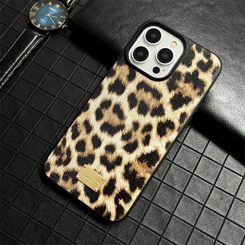 iPhone 16 Series Luxury DG Leopard Pattern Case Cover