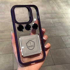 iPhone 15 Series Hollow Flipping Lens Bracket Case Cover ( Deep Purple )