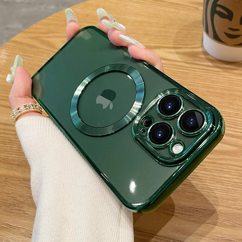 iPhone 15 Series Magsafe Magnetic Transparent Phone Case With Lens Protector