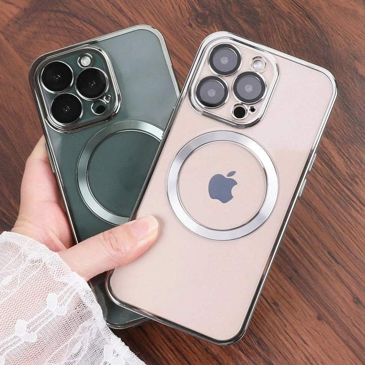 iPhone 15 Series Magsafe Magnetic Transparent Phone Case With Lens Protector