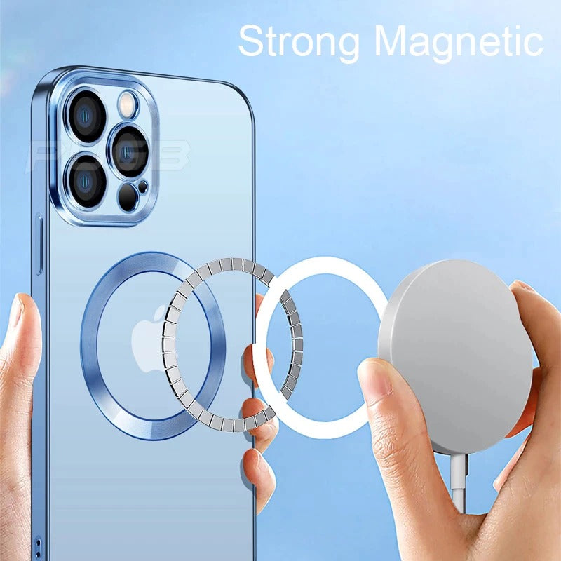 iPhone 15 Series Magsafe Magnetic Transparent Phone Case With Lens Protector