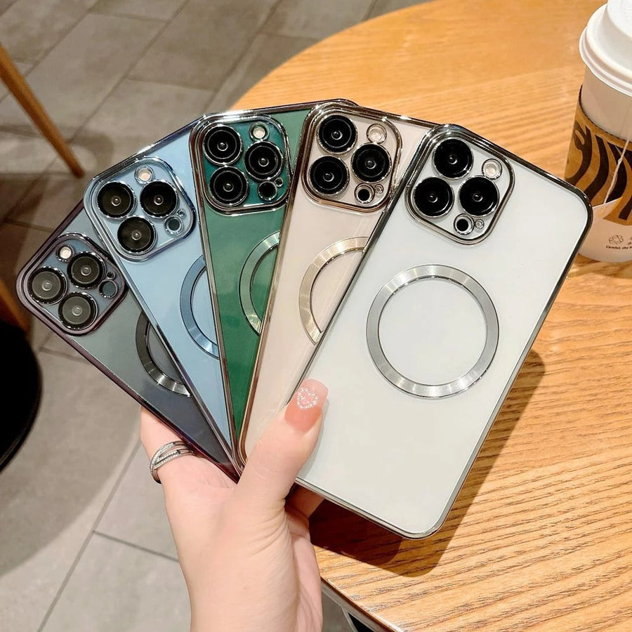 iPhone 15 Series Magsafe Magnetic Transparent Phone Case With Lens Protector