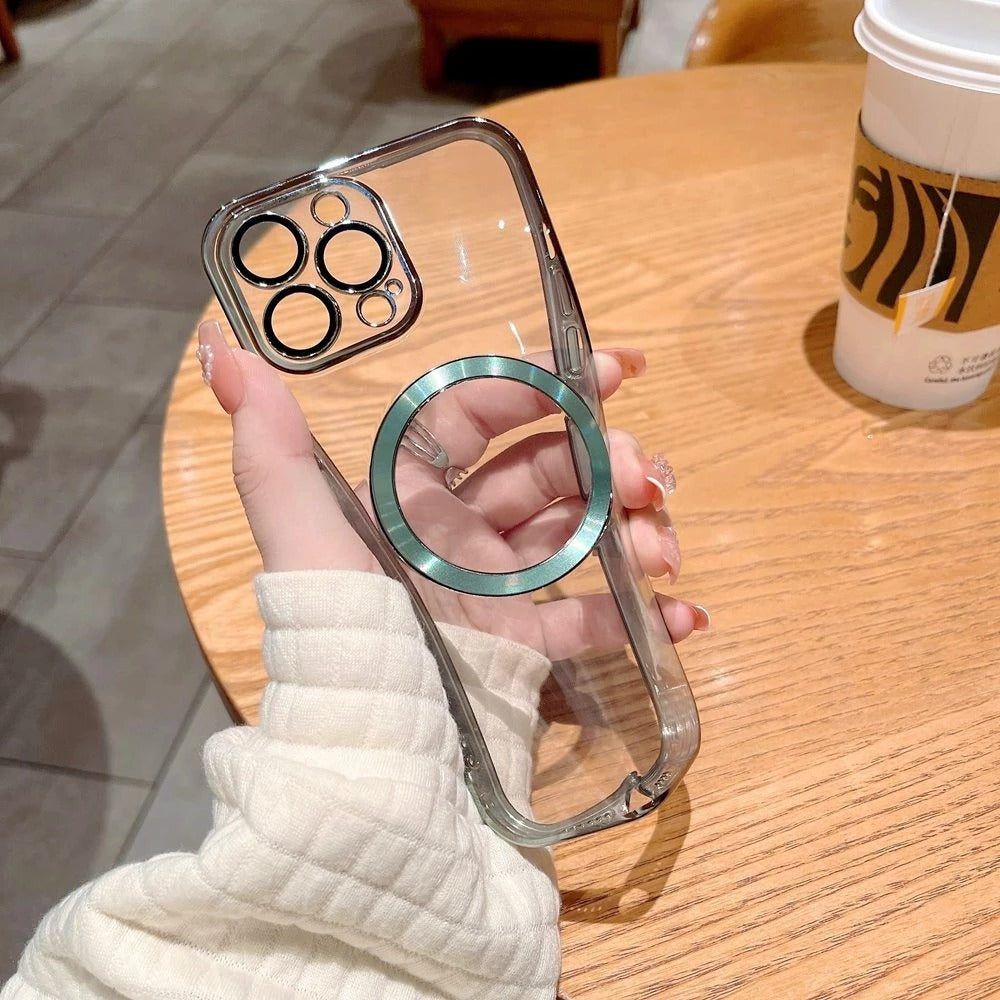 iPhone 15 Series Magsafe Magnetic Transparent Phone Case With Lens Protector