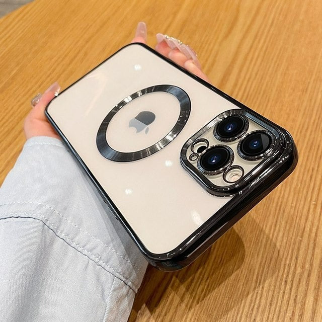 iPhone 15 Series Magsafe Magnetic Transparent Phone Case With Lens Protector