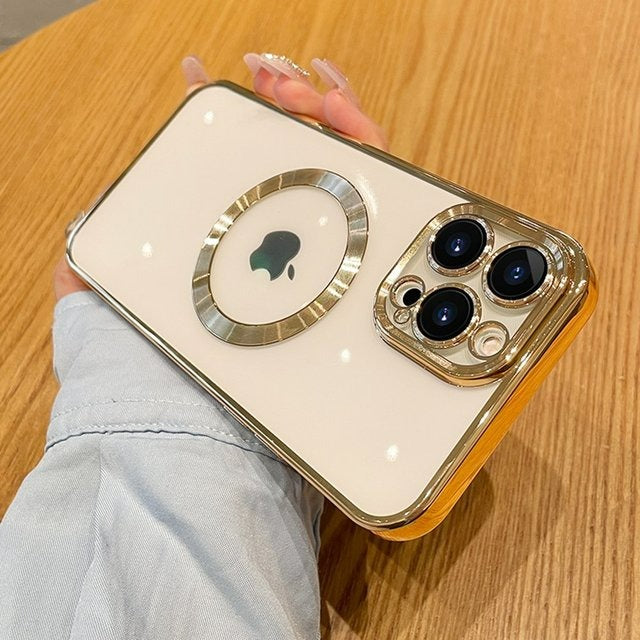 iPhone 15 Series Magsafe Magnetic Transparent Phone Case With Lens Protector