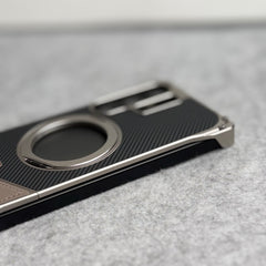 Samsung Galaxy Ultra Series Premium Carbon Leather aluminium Metal Snap On Rotating Stand case