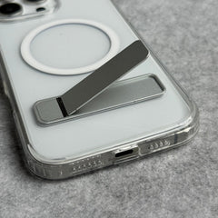 iPhone 15 Series Transparent Bottom Metal Stand MagSafe Supported Case Cover