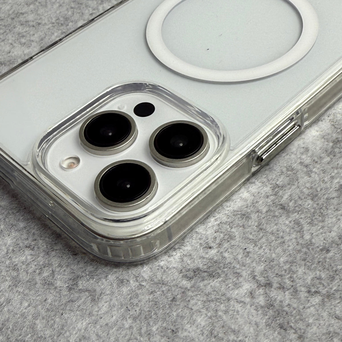 iPhone 15 Series Transparent Bottom Metal Stand MagSafe Supported Case Cover