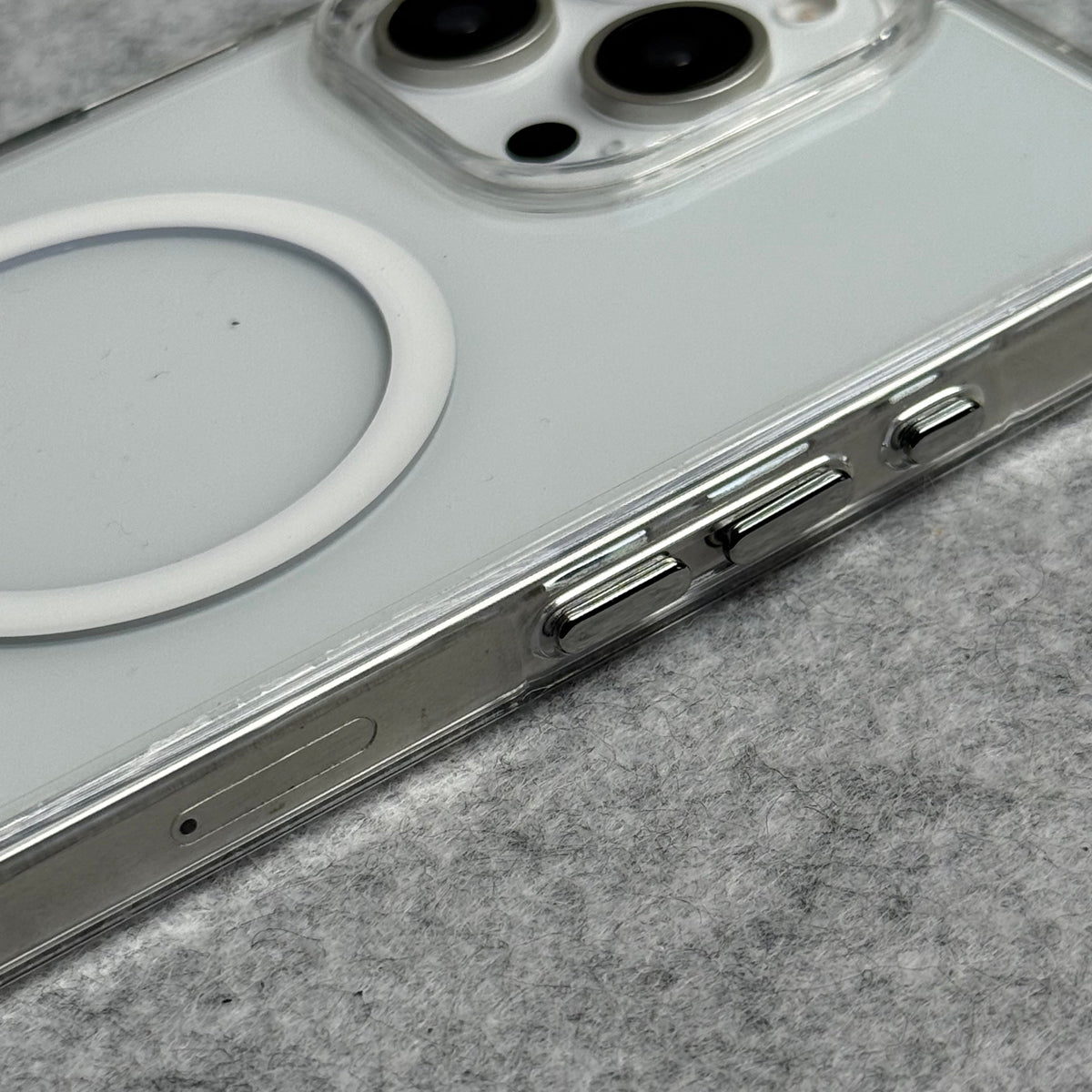 iPhone 15 Series Transparent Bottom Metal Stand MagSafe Supported Case Cover