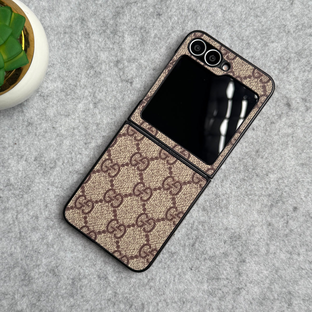 Samsung Galaxy Z Flip 6 Luxury GG Pattern PU Leather Cover
