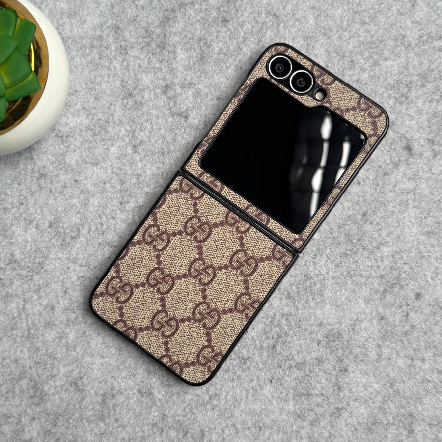 Samsung Galaxy Z Flip 6 Luxury GG Pattern PU Leather Cover