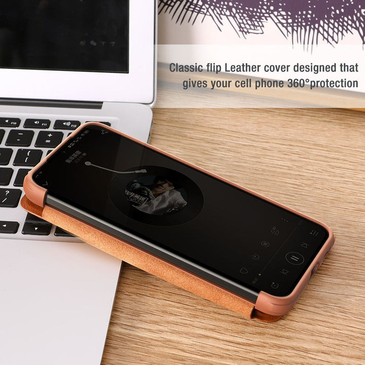 Galaxy S22 Ultra Camera Protection QIN Leather Flip Case (Brown)