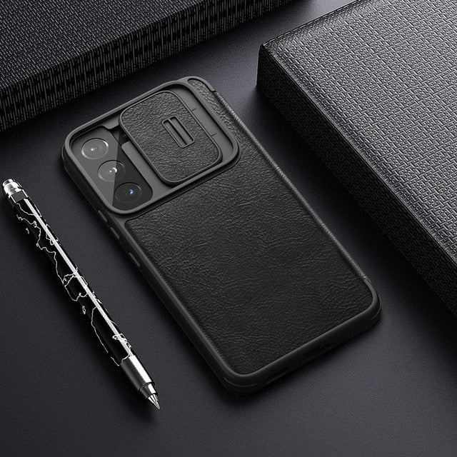 Galaxy S22 Ultra Camera Protection QIN Leather Flip Case