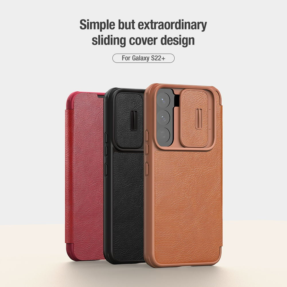 Galaxy S22 Ultra Camera Protection QIN Leather Flip Case