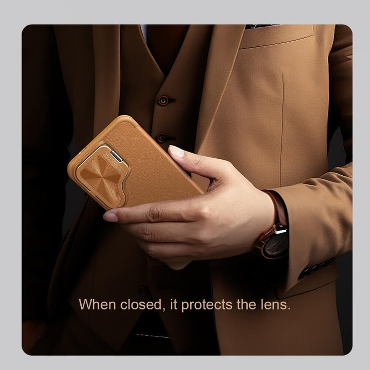 Samsung Galaxy S24 Nillkin Qin Prop Leather Case Cover Brown