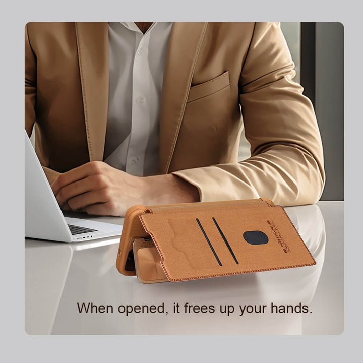 Samsung Galaxy S24 Nillkin Qin Prop Leather Case Cover Brown