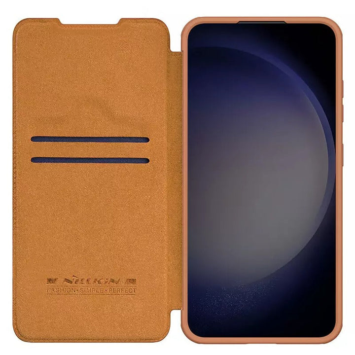 Samsung Galaxy S24 Nillkin Qin Prop Leather Case Cover Brown